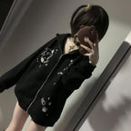 Womens Y2K Zip Up Cute Graphic Hoodies Cat Ears Casual Cartoon Harajuku Kawaii Clothes Oversize Streetwear Jacket