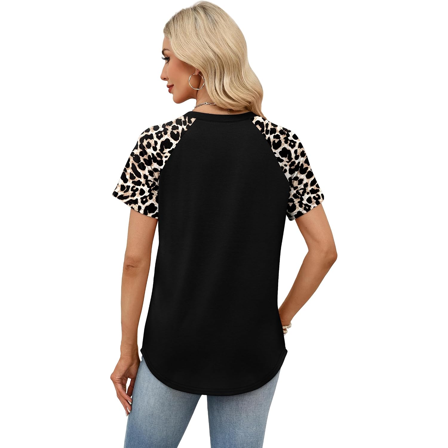 WIHOLL Summer Tops for Women 2026 Trendy Short Sleeve Shirts Crew Neck Tops Curved Hem Fashion Clothing