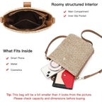 RNIEGA Small Straw Crossbody Bag for Women Woven Summer Shoulder Phone Purse Beach Handbag for Vacation