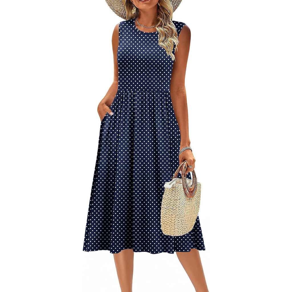 Zeagoo Women'S Summer Tank Midi Dress With Pockets Floral Sleeveless A-Line Casual Loose T-Shirt Dresses Beach Sundress 2026