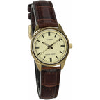 Casio Women'S Ltp-V005Gl-9A Brown Genuine Leather Band Analog Watch