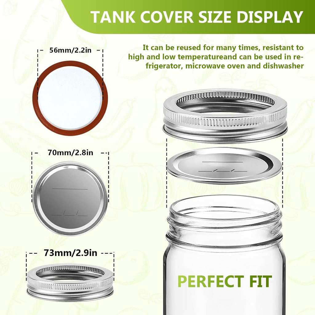 Canning Lids And Rings Regular Mouth, 24Pcs Split Type Metal Mason Jar Lids With Bands For Regular Mouth Ball, Kerr Jars - Food Grade With Silicone Airtight Seal Small Canning Lids (70Mm)