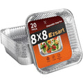8x8 Aluminum Pans - 20 Pack Disposable Foil Pans, Heavy Duty Square Aluminum Baking & Roasting Trays for Meal Prep, Food Storage, Heating & Party Serving