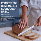 Mezzo Serrated Bread Knife for Homemade Bread, High Carbon Steel Sourdough Knife Cutter for Slicing Bread, Bagels & Cake, Razor Sharp Premium 8-Inch Bread Cutting Knives with Gift Box