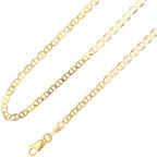 Ioka - 14K Yellow Solid Gold 3.4mm Flat Mariner Chain Necklace with Lobster Clasp