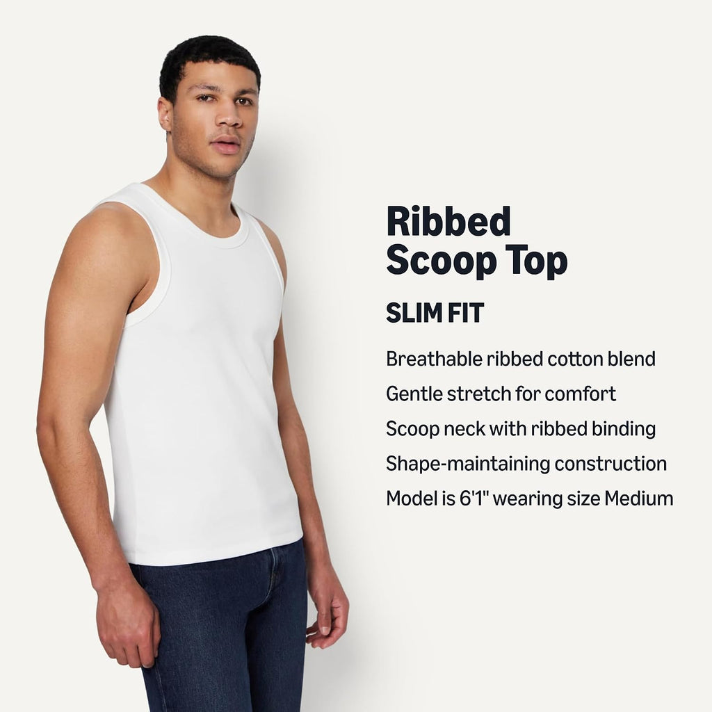Amazon Essentials Men'S Slim-Fit Ribbed Tank Top, Pack Of 2