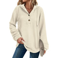 Hoodies Sweatshirt for Women Waffle Long Sleeve Oversized Sweaters Drawstring Button V Neck Casual Pullover Tops