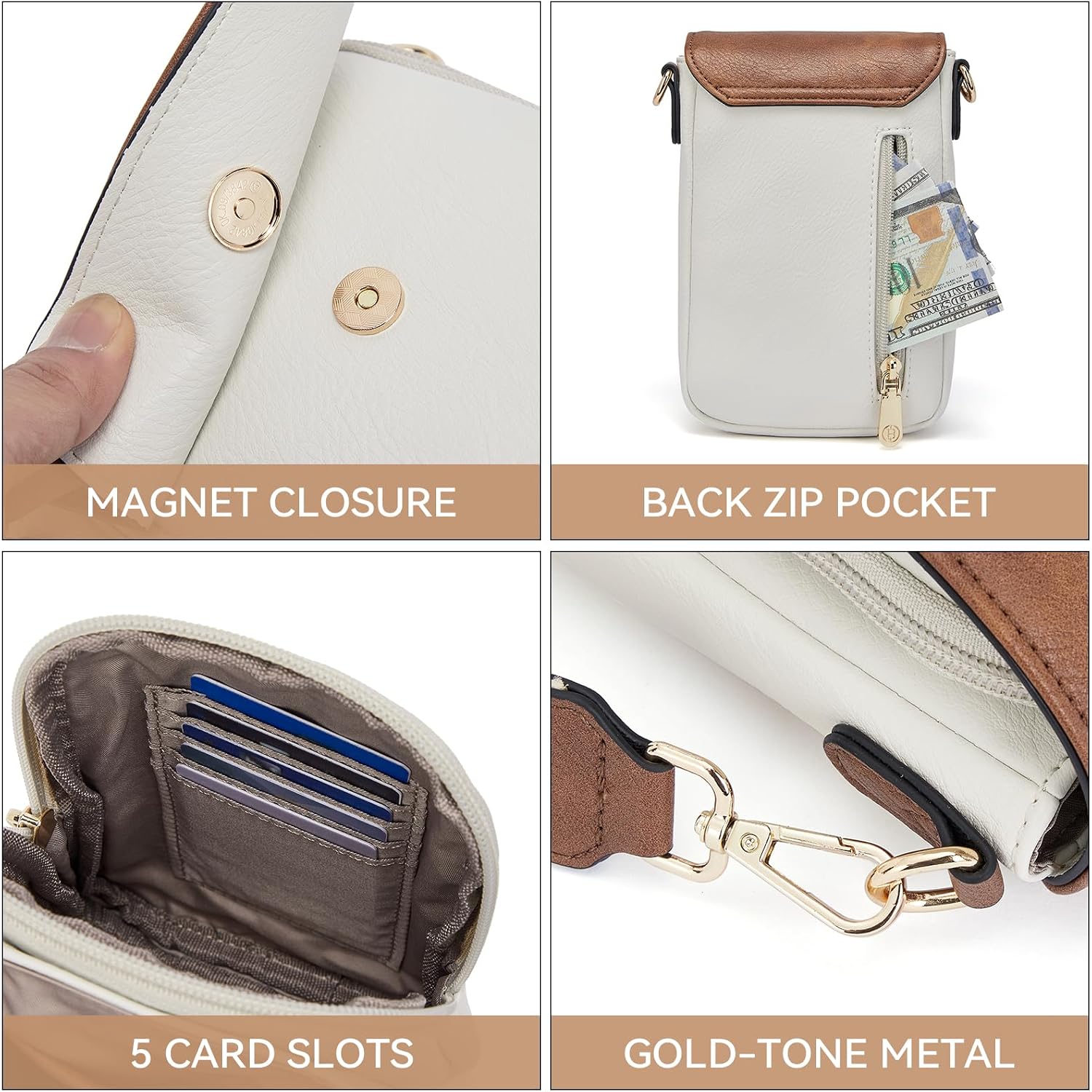 Bostanten Crossbody Bags For Women Cell Phone Purse Leather Wallet Handbags With Card Slots