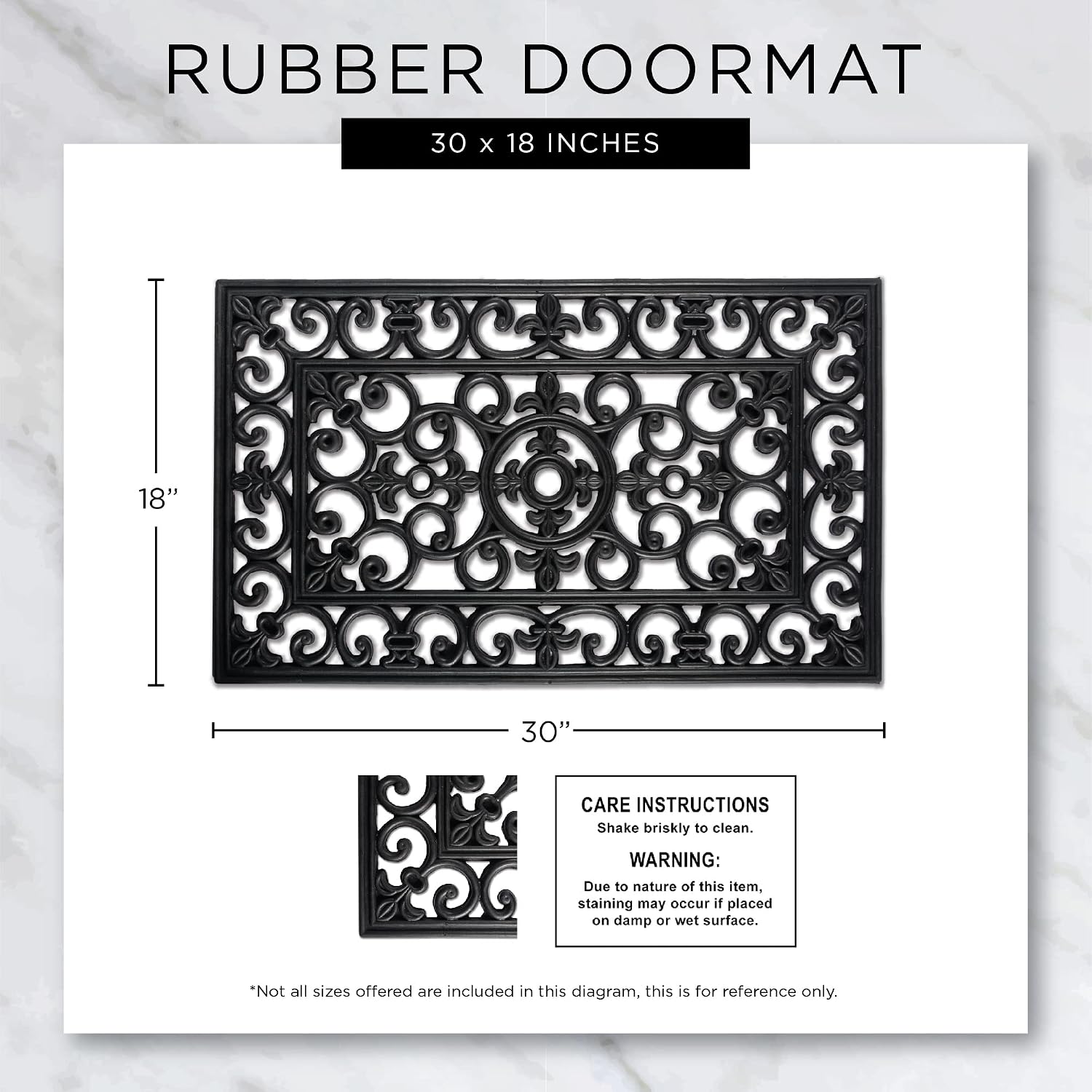 Dii Rubber Doormats Collection All Weather, 18X30, Lattice