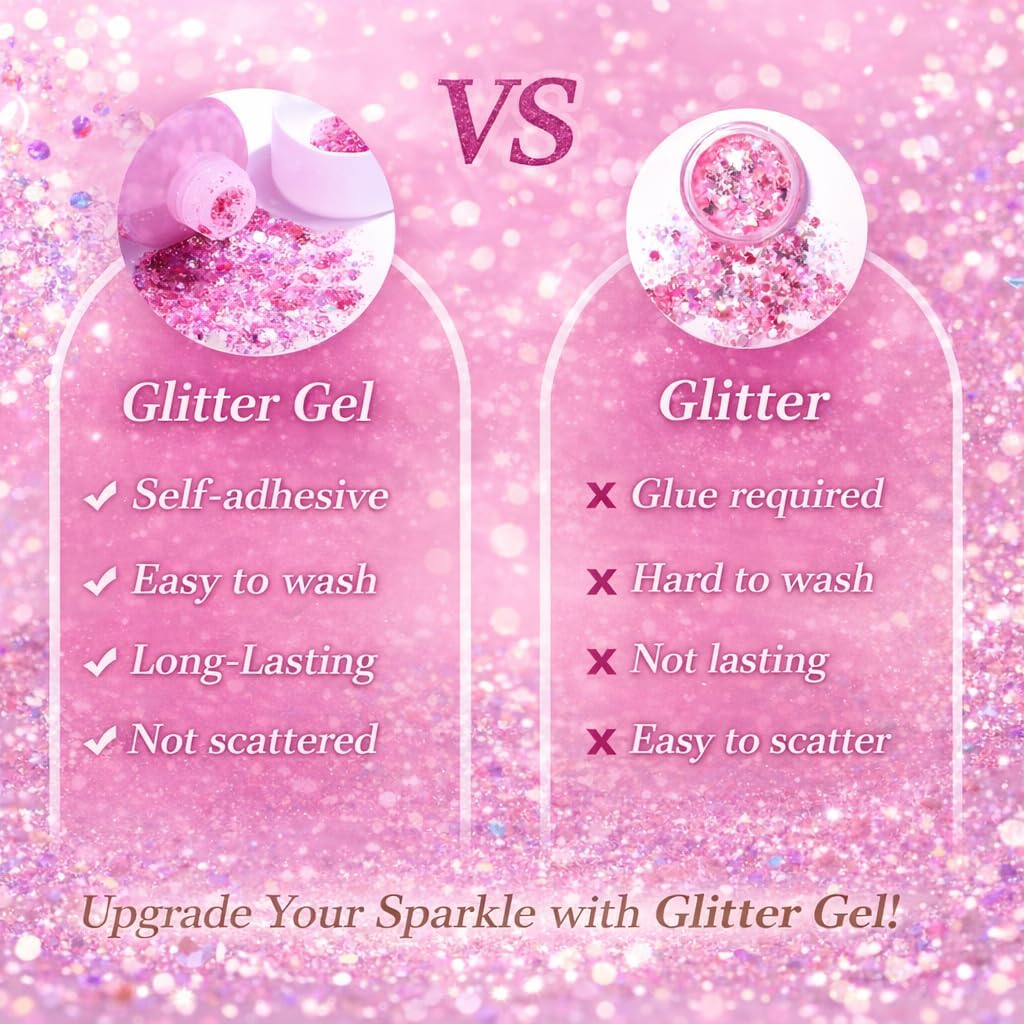 Face Body Glitter Gel: 100ml Chunky Sequins Hair Glitter Gel for Singer Concerts Disco Festival Rave Accessories Holographic Cosmetic Laser Mermaid Makeup