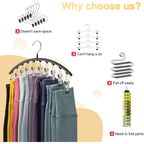 Legging Organizer For Closet,2 Pack Metal Yoga Pants Hangers W/10 Clips Hold 20 Leggings,Space Saving Hanging Closet Organizer Clothes Hanger College Dorm Essentials Apartment Essential,Black