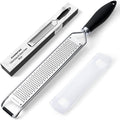 Upgraded Citrus Lemon Zester Grater, Easy Clean Dishwasher Safe, For Ginger Garlic Parmesan Cheese, 304 Stainless Steel Blade, Protect Cover, Baking Supplies, Black