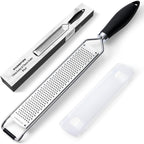 Upgraded Citrus Lemon Zester Grater, Easy Clean Dishwasher Safe, For Ginger Garlic Parmesan Cheese, 304 Stainless Steel Blade, Protect Cover, Baking Supplies, Black
