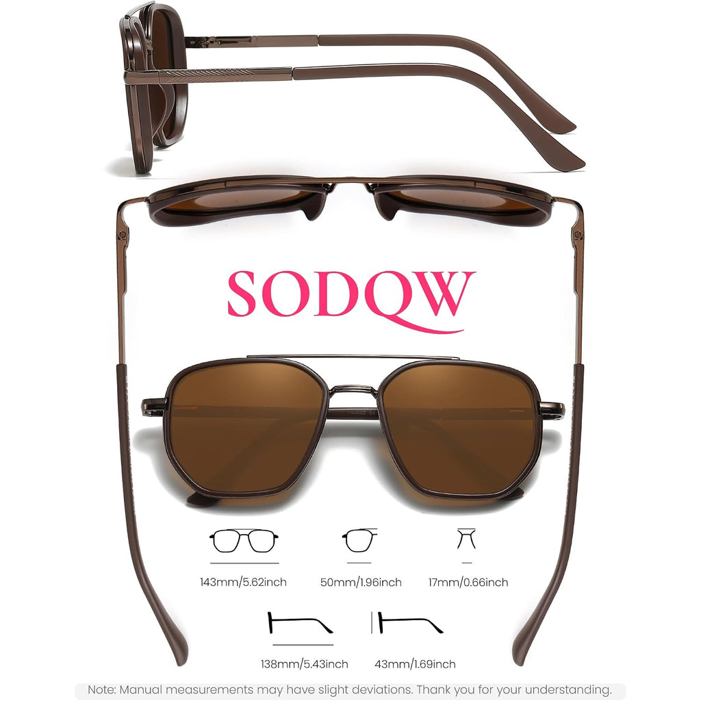 Tangle Free Aviator Sunglasses For Women Polarized Square Frame With Uv400 Protection Sun Glasses For Driving