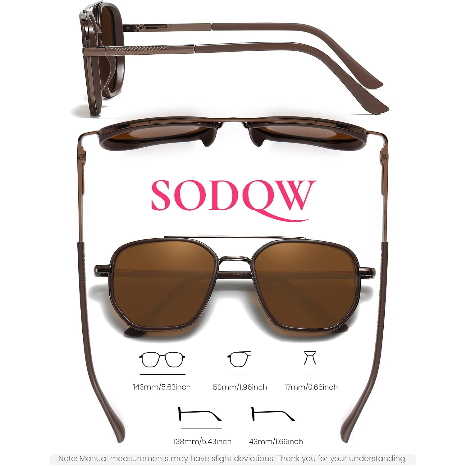 Tangle Free Aviator Sunglasses For Women Polarized Square Frame With Uv400 Protection Sun Glasses For Driving