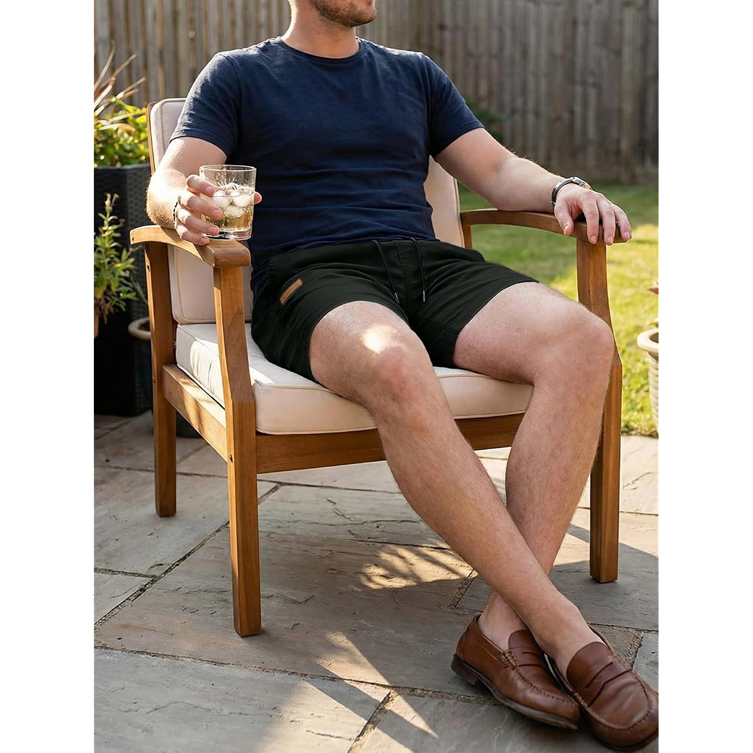 Jmierr Mens Casual Shorts Cotton Drawstring Summer Beach Stretch Twill Chino Golf Short With Pockets