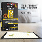 Cricket Traps Indoor (12 Traps) Extra Large Bug Sticky Traps - Non-Toxic Extra Sticky Glue Traps For Bugs - Pre-Baited Fruity Scent Crickets Bug Trap Indoor - Insect Glue Traps For Bugs - Trap A Pest