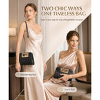 Vaschy Clutch Purse For Women,Fashion Vegan Leather Cut-Out Handle Evening Handbag Crossbody Shoulder Bag For Wedding,Party
