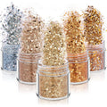Holographic Nail Art Glitters Gold Silver Nail Sequins 3D Laser Acrylic Nails Powder Dust Flakes Nail Art Supplies for Nails Art Decoration Nail Sparkle Manicure Accessories Glitters Crafts 5 Boxes