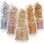 Holographic Nail Art Glitters Gold Silver Nail Sequins 3D Laser Acrylic Nails Powder Dust Flakes Nail Art Supplies for Nails Art Decoration Nail Sparkle Manicure Accessories Glitters Crafts 5 Boxes