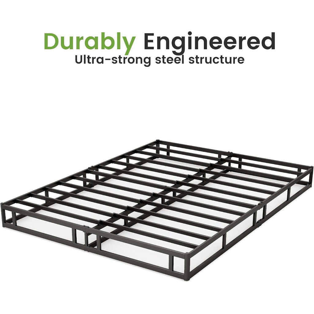 7 Inch Box Spring For Queen Bed, Quick Assembly Queen Size Metal Mattress Foundation With Fabric Cover, Strong Steel Frame, Heavy Duty, Low Profile Bed Frame Base Cama, Queen Upgraded Version