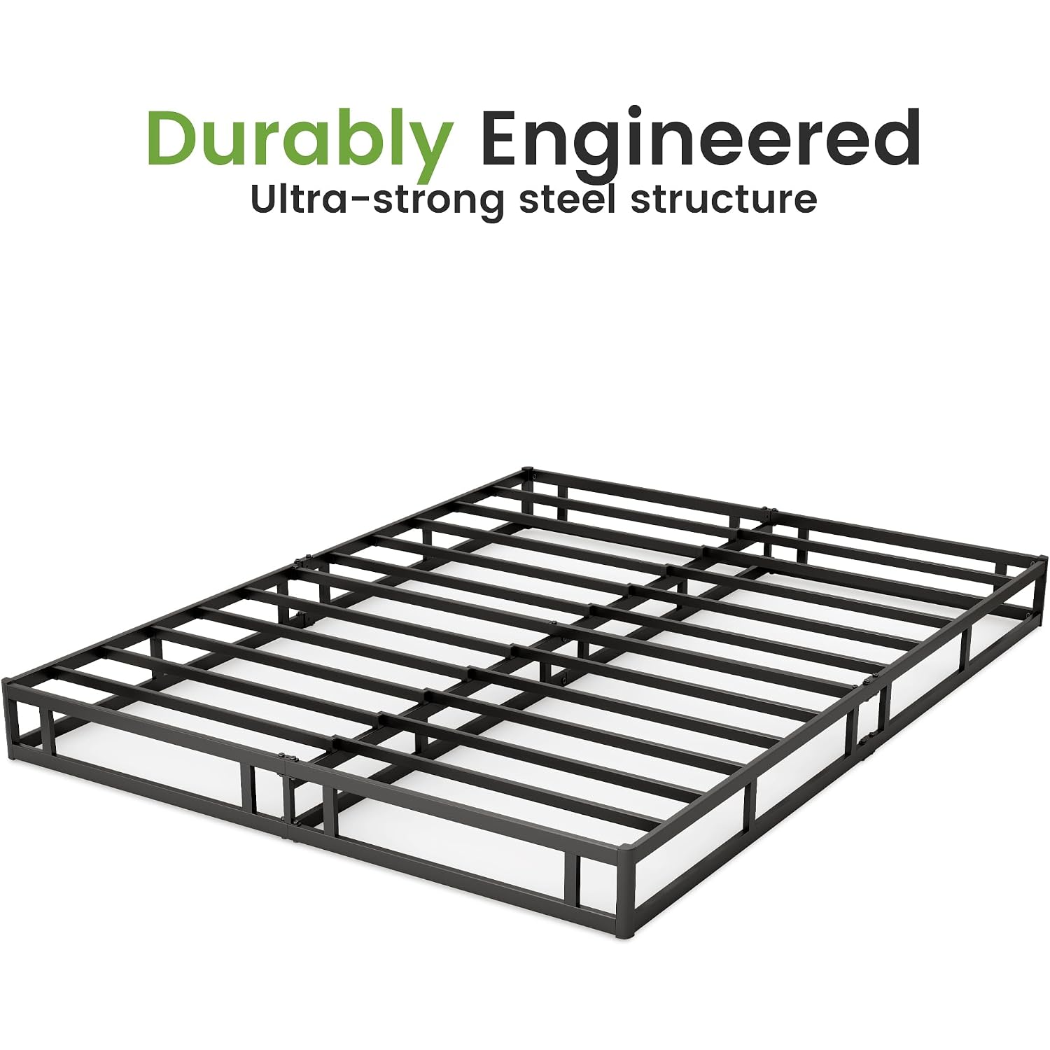 7 Inch Box Spring For Queen Bed, Quick Assembly Queen Size Metal Mattress Foundation With Fabric Cover, Strong Steel Frame, Heavy Duty, Low Profile Bed Frame Base Cama, Queen Upgraded Version