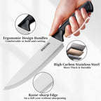 Knife Set, 6-Piece Kitchen Knife Set, German High Carbon Stainless Steel, Durable & Easy Clean Knife Block, Black