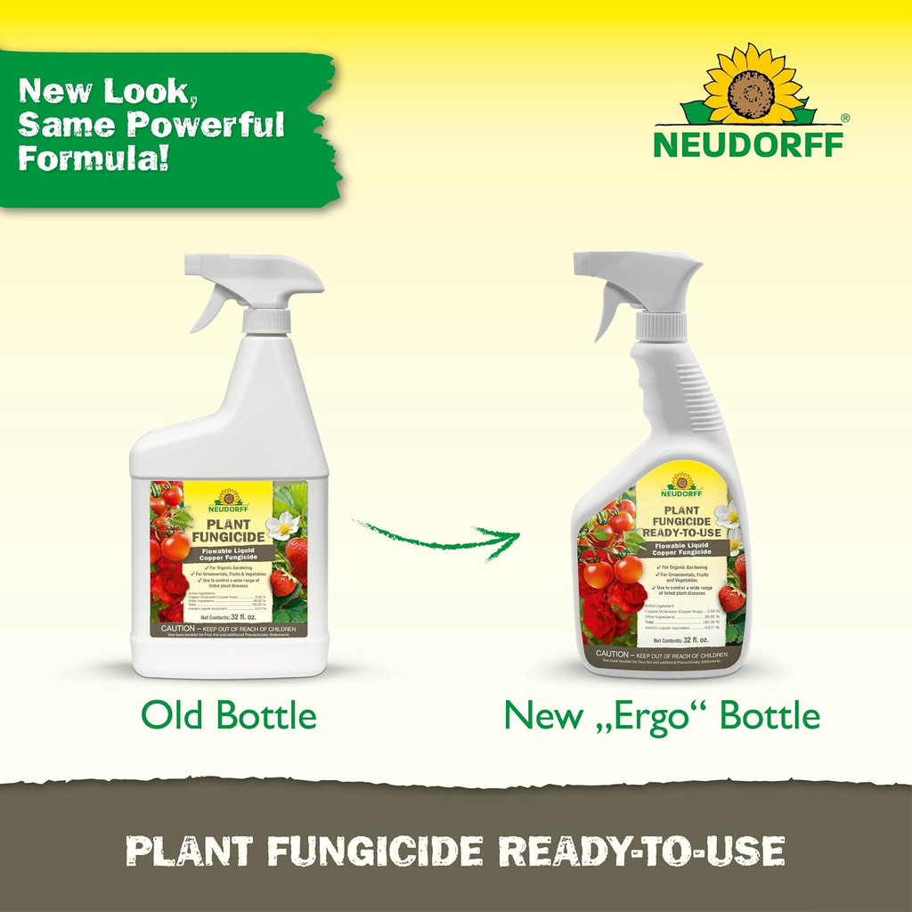 Neudorff Plant Fungicide Spray, Copper Soap Fungicide For Roses, Fruits & Vegetables Control Powdery Mildew And Other Diseases And Fungus For Organic Gardening, Ready-To-Use (Rtu (32 Oz))
