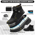 Kelodon Waterproof Steel Toe Boots For Men-6 Inch Comfortable Mens Safety Work Boots Indestructible Steel Toe Shoes Lightweight Non Slip Puncture Resistant Industrial Construction Boot
