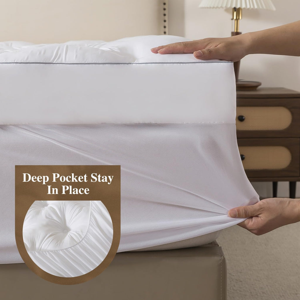 Whatsbedding 5 Inch Memory Foam Mattress Topper (Queen, 60X80),Deep Pocket