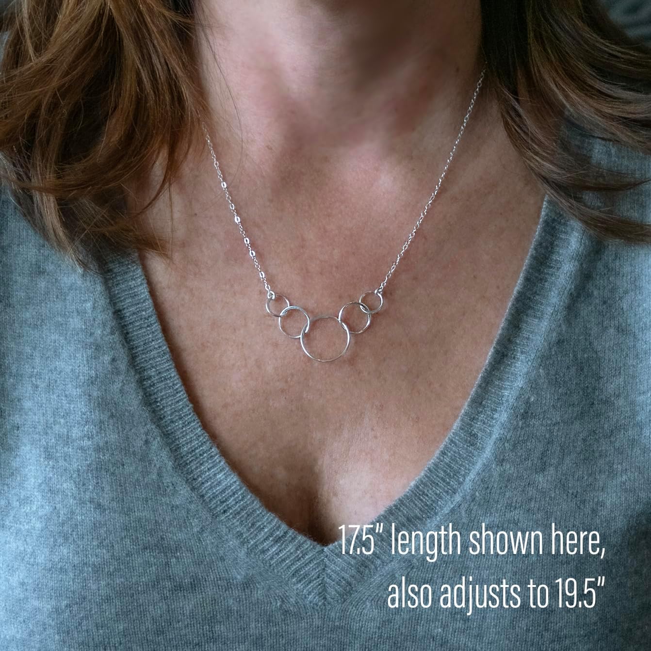 EFYTAL 50th Birthday Gifts for Her, Classy Sterling Silver 5 Circle Necklace, Clever 1975 50th Birthday Gifts for Women, 50 and fabulous