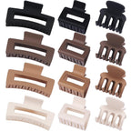 Smksl 12 Pcs Hair Claw Clips For Women & Girls 3 Styles Hair Accessories | Durable & Sturdy Plastic Matte Clips For Thin Thick & Curly Hair, Strong Hold & Non-Slip, Ideal Stylish Gifts For Ladies