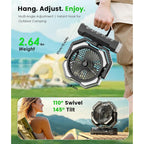 Camping Misting Fan - 24000Mah Portable Battery Powered Fans With 9Oz Water Tank, Light, Hook - Rechargeable, 120H Cooling, Last 5H Mist, 4 Speed, Sleep Mode - Outdoor Gear, Travel Essentials