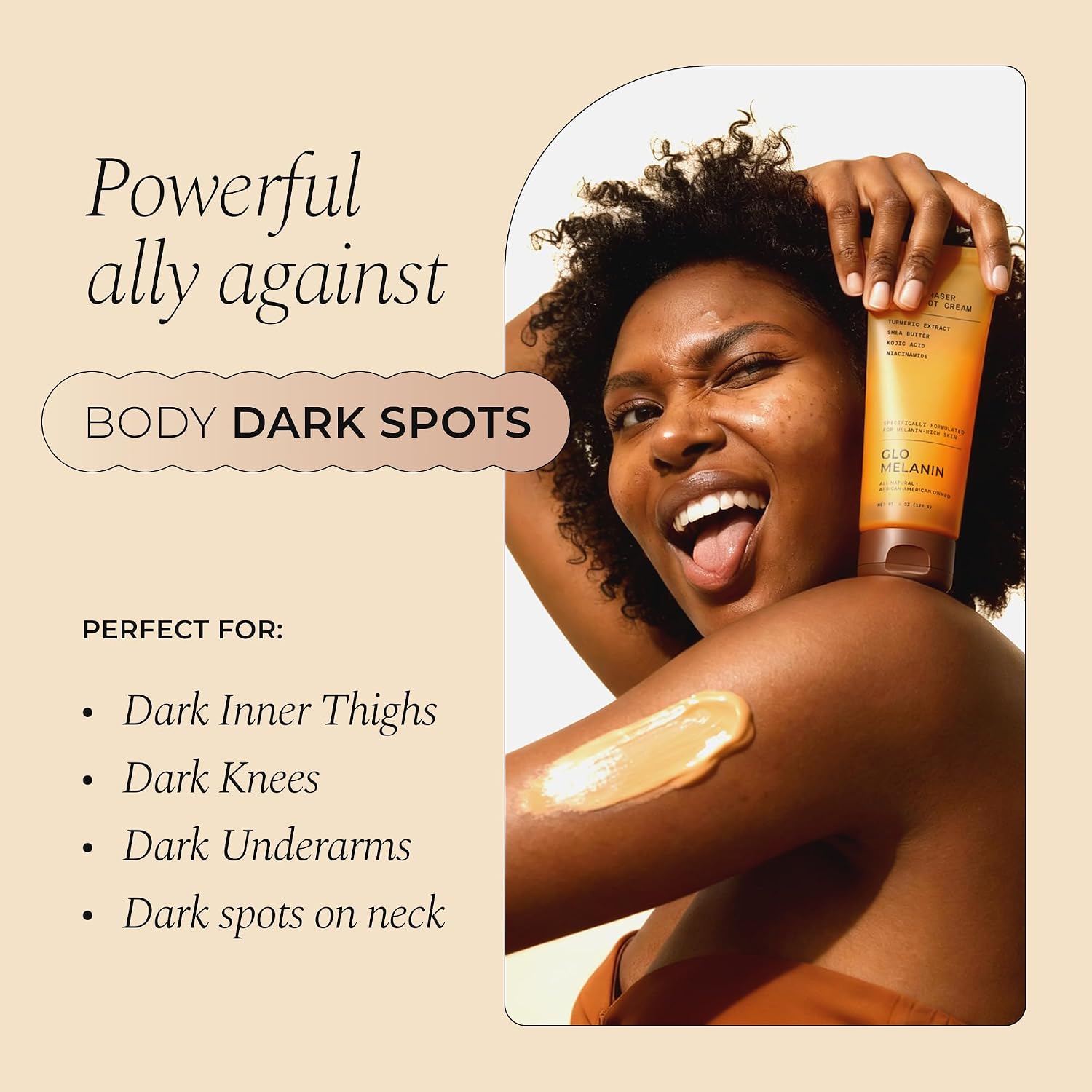 Glo Melanin Magic Eraser Dark Spot Cream For Face, Body & Sensitive Areas - Inner Thighs Remover Made In Usa - Faded Cream For Black Spots 1.7 Oz