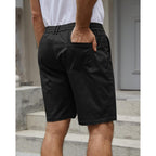Ntrlv Men'S Cotton Chino Shorts Casual Elastic Waist Drawstring 7 Inch Summer Beach Golf Shorts With Pockets
