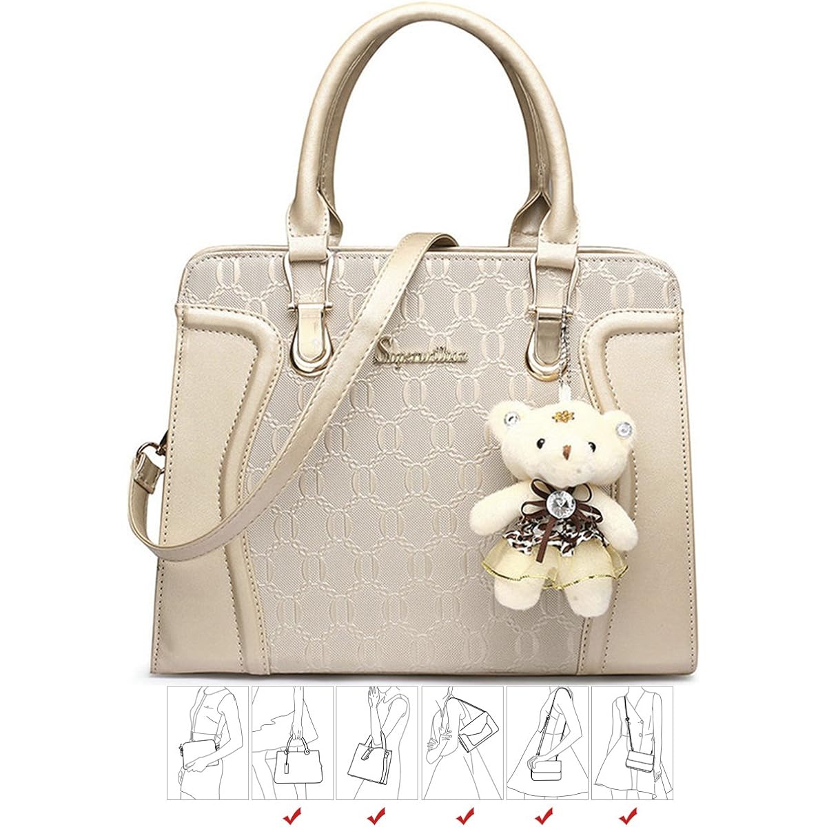 Women's Fashion Handbags Tote Bags Shoulder Bag Top Handle Satchel Purse Set 4pcs