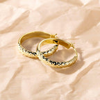 AIGAMIT 14K Gold Hoop Earrings for Women Gold Earrings for Women Trendy 14k Gold Hoop Earring for Women Hoops Unique Pattern Womens Hoops Earring 25mm