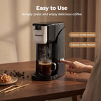 2-In-1 Single Serve Coffee Maker For K Cup Pods & Ground Coffee, 6 To 14 Oz Brew Sizes, Compact Small Brewer With Dual Buttons, Adjustable Drip Tray For Travel Mugs, Silver