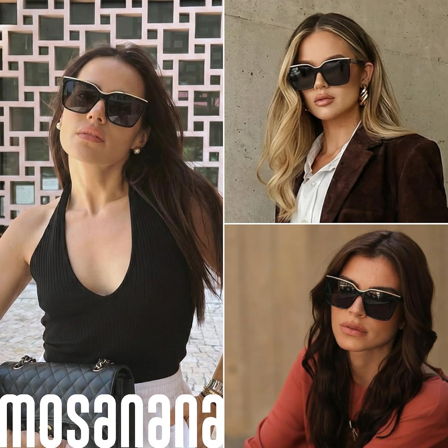 mosanana Square Trendy Polarized Oversized Sunglasses for Women Men 2025 UV400 MS52367