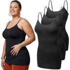 Emmalise Women's Basic Casual Long Camisole Adjustable Strap Cami Layering Top