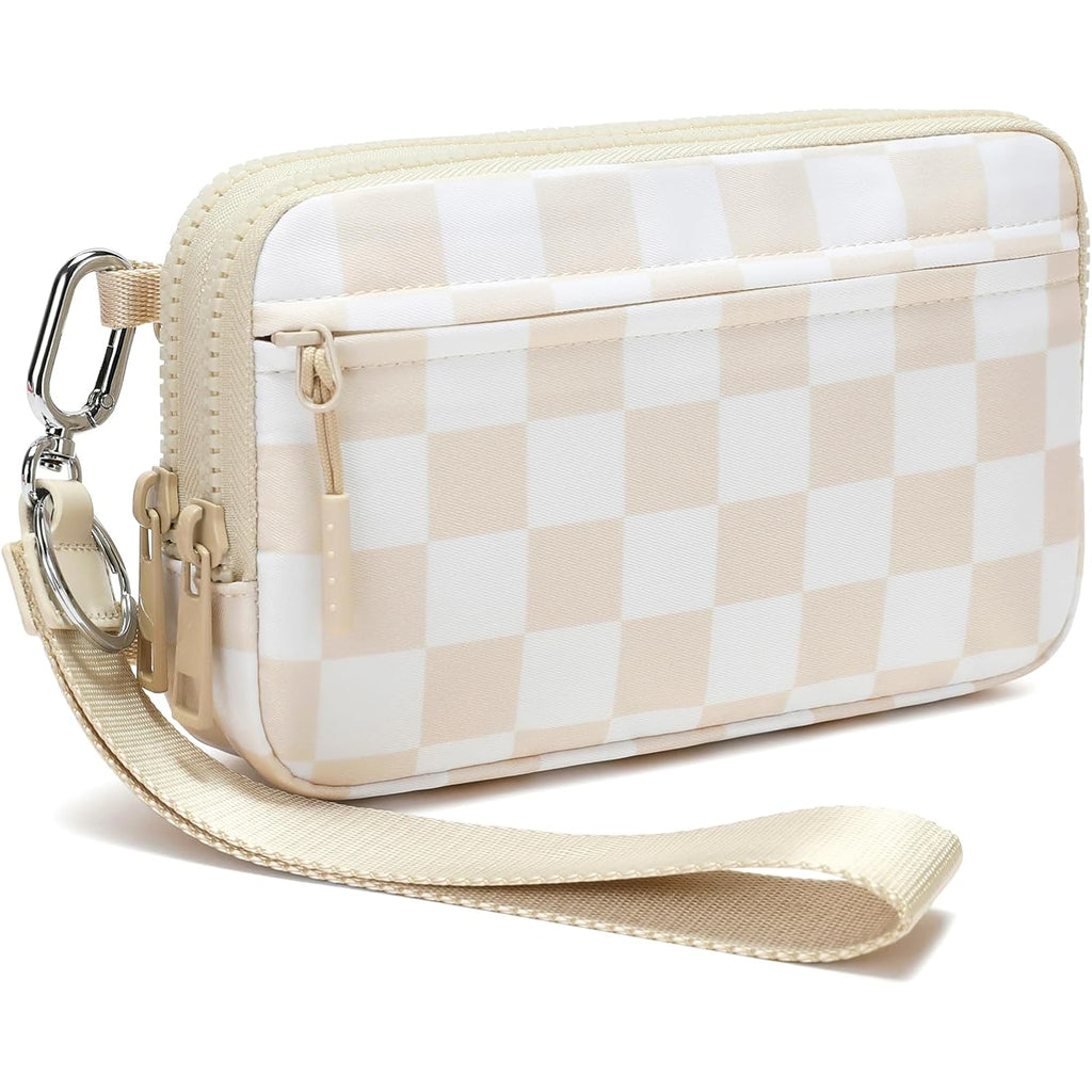 Fodoko Wristlet Wallets For Women Nylon Quilted Wallet With 4 Zippers,Travel Credit Card,Holder Cell Phone Organizer