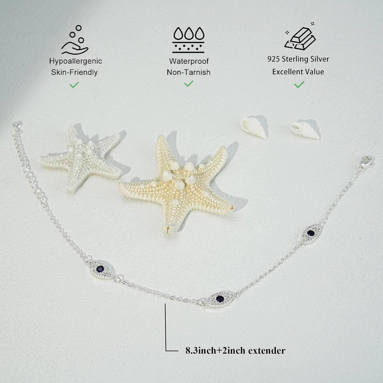 Bheop Ankle Bracelets for Women 14K Gold Silver Plated Anklets for Women Waterproof Boho Evil Eye Pearl Charm Pendant Beaded Foot Chain Adjustable Dainty Summer Beach Jewelry Set Gifts Non Tarnish