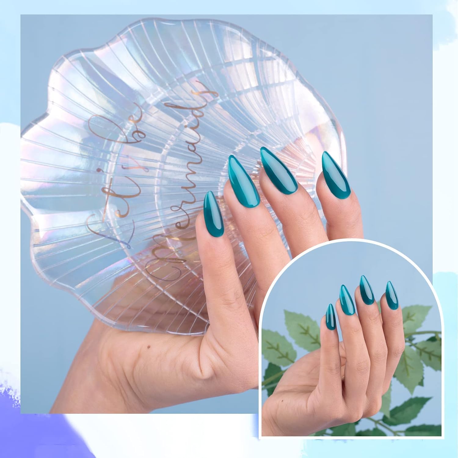 Aegean Blue Gel Nail Polish, 0.5 fl oz Translucent Blue Green gel polish Color Soak Off UV Lamp Nail Art Manicure Salon DIY Nail Design Christmas Halloween Decoration