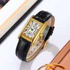 Fanmis Vintage Women'S Rectangle Wristwatch Classic Ladies Analog Quartz Watch Ultra-Thin Ladies Bangle Bracelet Watch Female Business Dress Watches With Leather Strap