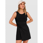 Anrabess Womens Summer Dresses 2026 Bodycon Sleeveless Romper Skort Twist Waist Night Out Vacation Mini Dress Built In Shorts