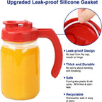 2 Pack Wide Mouth Mason Jar Lids With Handle, Airtight & Leak-Proof Seal, Easy Pouring Spout, Turns Your Mason Jar Into Pitcher, Silicone Seal Gasket, Jars Not Included