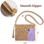 Peicees Crossbody Bag Purse For Women Bohemian Shoulder Bag Woven Crochet Purse For Summer Beach Travel Clutch Handbag
