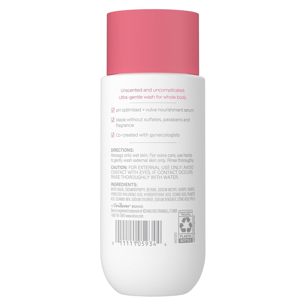 Dove Intimate Wash For Women, 8 Oz | Unscented Ph-Optimized Feminine Wash With Hyaluronic Acid For Sensitive Intimate Skin And Everyday Comfort