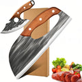 2 Pcs Meat Cleaver Knife Set, Effort Saving Meat Cleaver For Cutting Meat Vegetable, Sharp Carbon Steel Cooking Viking Knife With Leather Sheath For Kitchen, Camping, Outdoor Cooking, Bbq Gift