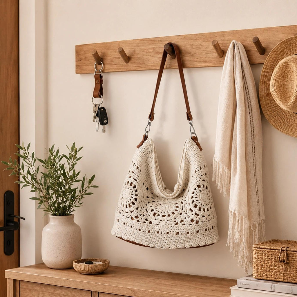 Eiyye Crochet Purse Large Shoulder Bag For Women Slouchy Knit Hobo Purse With Adjustable Strap Soft Boho Tote Bags Casual Summer Everyday Bag(Off White)